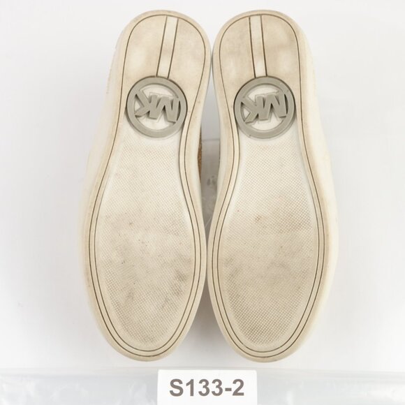 Michael Kors Girls Ivy Eileen Shoe Size 3 Gold Metallic Embossed Slip On Flats - Picture 7 of 12